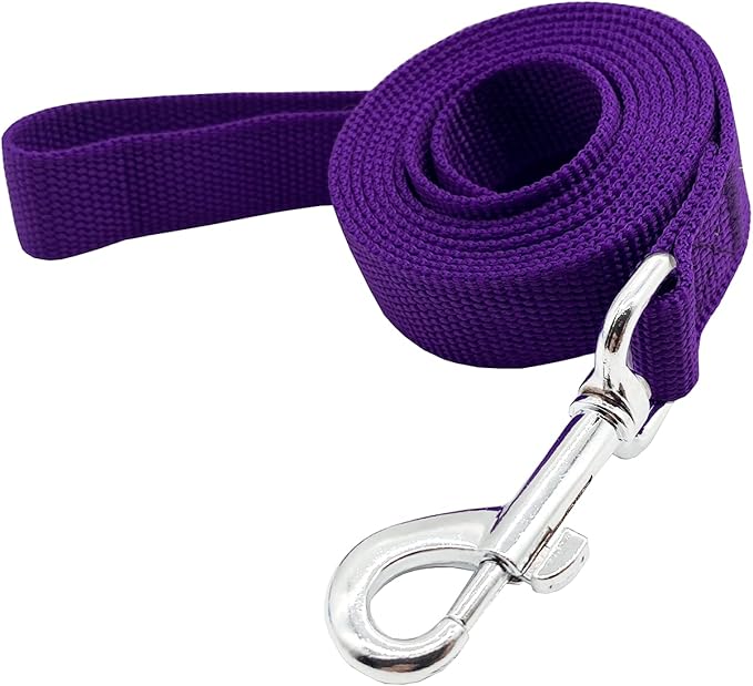 Nylon Dog Training Leash, Traction Rope, 4Ft /5 Foot /6 Feet Long, 5/8 inch 3/4 Inch 1 Inch Wide, for Small and Medium Dogs (1'' x 7 FT, Purple)