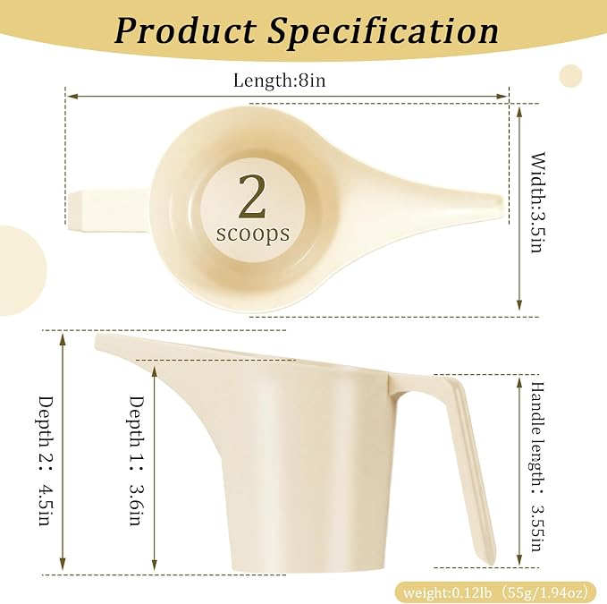 Relaxweex 2 Pcs Bird Seed Scoop, Pet Food Bird Seed Scoop Large Capacity Suitable Narrow Spout Suitable for Tube Feeders for Filling Avian Birds Feeders Small Animal Food (Beige)