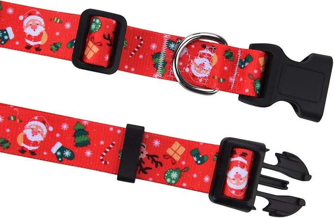 Mihqy Christmas Dog Collar and Leash Set - Premium Adjustable Dog Collar for Small Medium Large Dogs (Christmas Set,S)