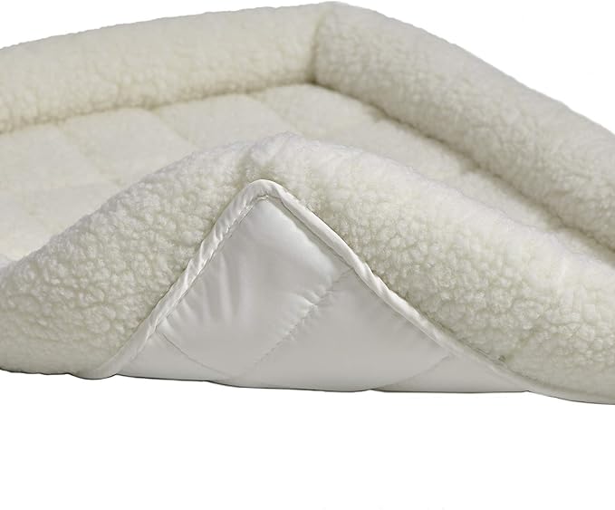 MidWest Homes for Pets QuietTime Dog Bed - White Fleece Bolster, Ultra-Soft and Machine Washable, Fits 48-Inch Crates and Carriers, for Extra-Large Breed Dogs