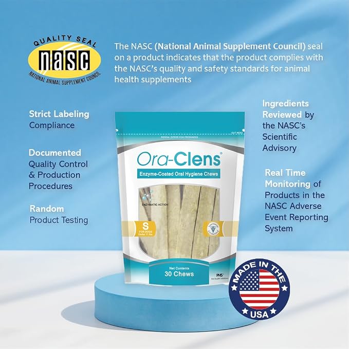 Oral Hygiene Chews for Small Dogs-Enzymatic Dental Treats for Daily Oral Care, Cleans Teeth and Freshens Breath, Reduces Plaque, Bacteria and Tartar Build Up Without Brushing-30 Chews