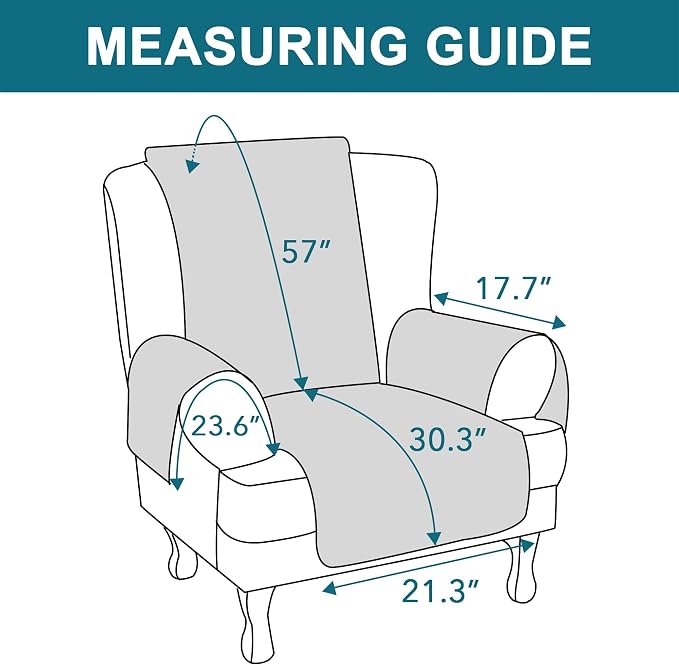 Turquoize 100% Waterproof Wing Chair Cover Wing Armchair Slipcovers Chair Couch Protector Triple Non-Slip Sofa Slipcover Furniture Protector for Pets, Kids,Dog (Wing Chair, Navy)