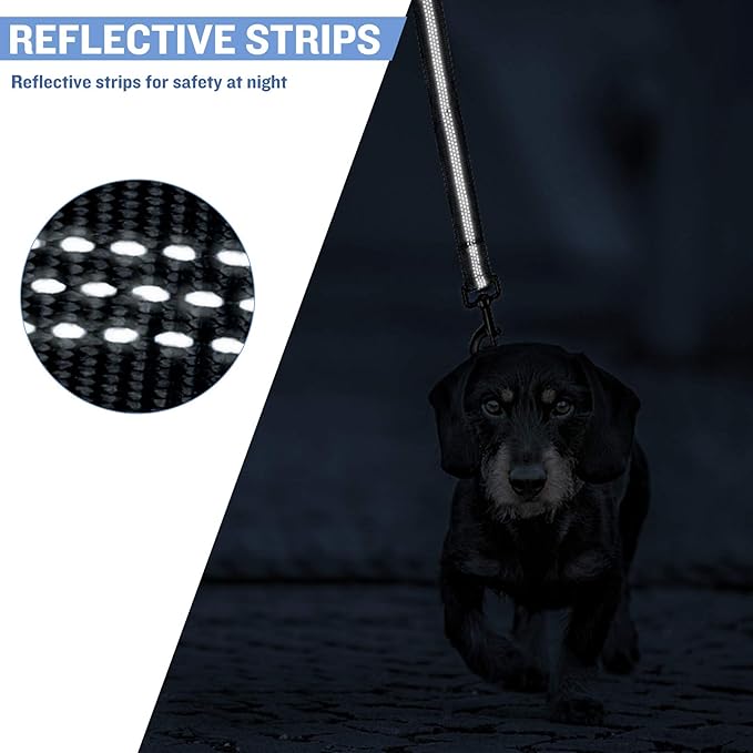 Dog Leash for Large Medium Dogs 6Ft x 1" Reflective Stitching Large Leash with 2 Traffic Padded Handles Dog Lead Rope for Running Walking Training (Light Pink 1 Pack)