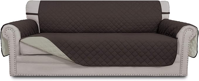 Easy-Going Reversible Couch Cover Soft Mat Sofa Size, Chocolate/Beige | Stain and Tear Resistant Suitable for 3 Cushion Couch Washable Water Resistant Non-slip Furniture Protector Cover for dogs