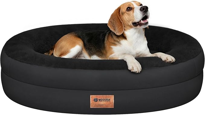 Orthopedic Dog Bed for Medium Dogs, Waterproof Dog Bed with Removable Bolsters, Egg Crate Foam Pet Couch for Medium Size Dog with Machine Washable Cover & Non-Slip Bottom, Black