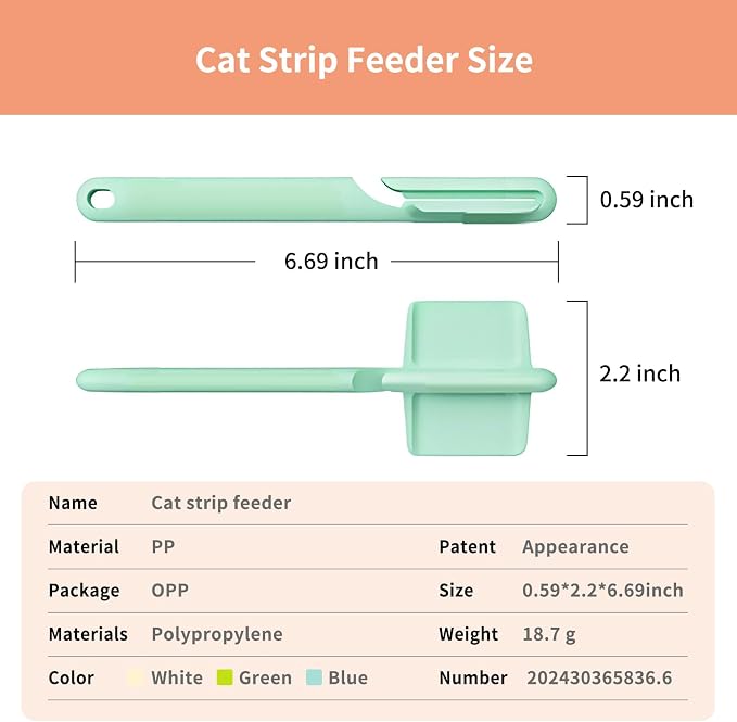 2pcs Cat Strip Feeders, Kitten Strip Squeeze Spoon for Wet Food and Liquid Snack, Cat Lickable Puree Treat Food Dispenser Pet Food Mixing Spoon Feeding Scoop for Pets (Green and White
