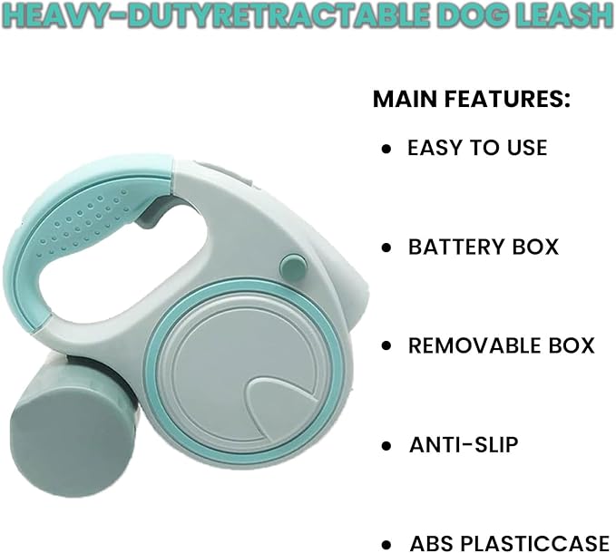 Retractable Dog Fancy Leash with Flashlight and Dispenser, 16 ft Dog Retractable Leash is Perfect for Safe and Comfortable Walking with Your Pet - Suitable for Dogs - Green