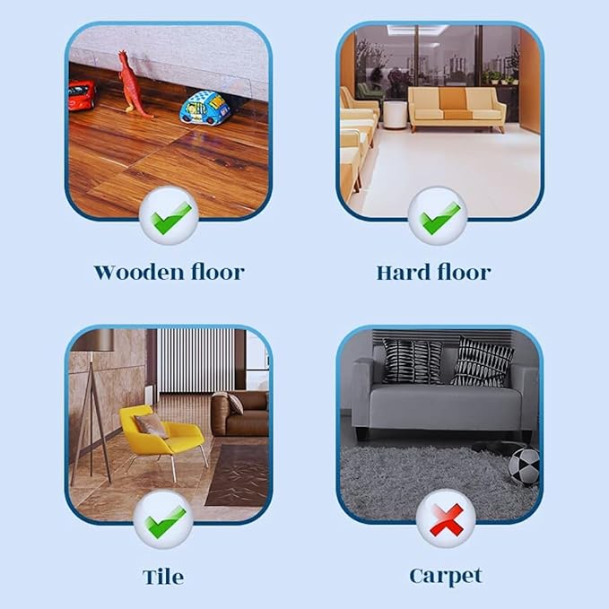 252'' Total Length Under Sofa Blocker – 16 Pack, 4.7'' H x 15.8'' Each, Adjustable Clear Couch Gap Bumper, Strong Adhesive Toy & Pet Barrier to Stop Items from Going Under Bed