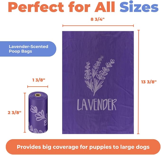 Best Pet Supplies Dog Poop Bags for Waste Refuse Cleanup, Doggy Roll Replacements for Outdoor Puppy Walking and Travel, Leak Proof and Tear Resistant, Thick Plastic - Purple (Scented), 240 Bags