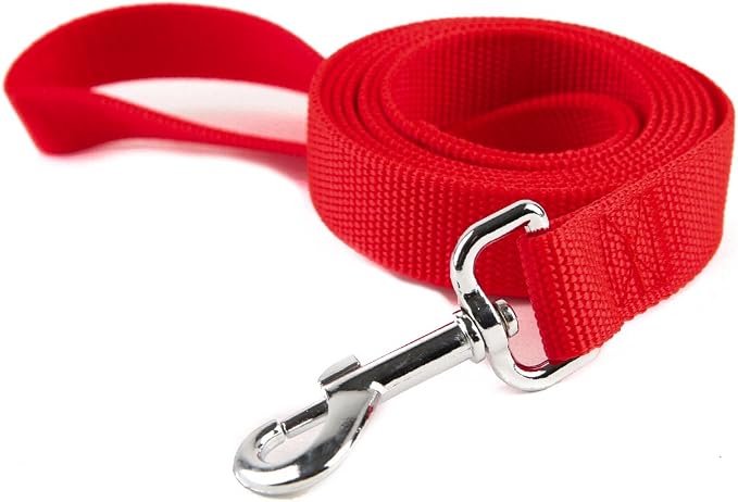 Nylon Dog Training Leash, Traction Rope, 4Ft /5 Foot /6 Feet Long, 5/8 inch 3/4 Inch 1 Inch Wide, for Small and Medium Dogs (1'' x 12 FT, Red)