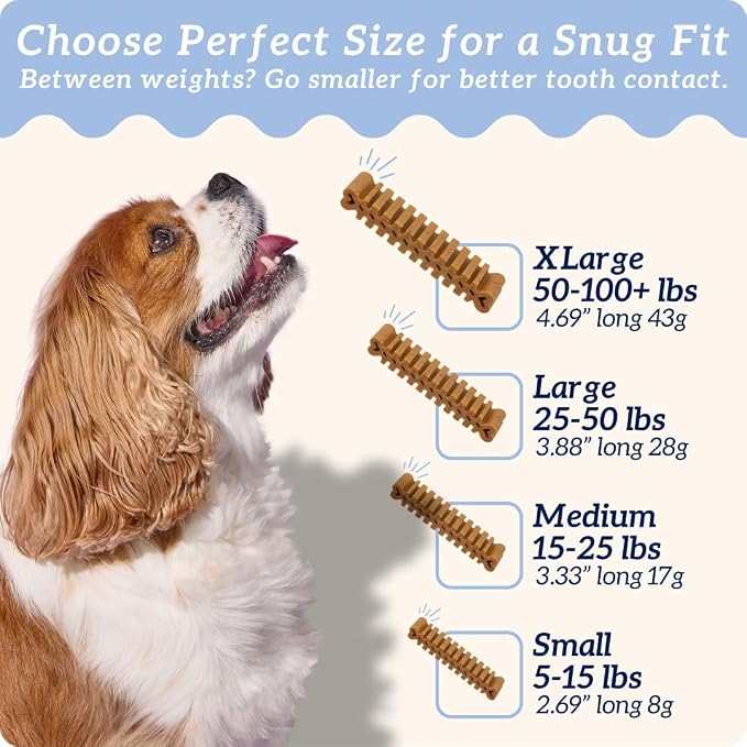 Groovies Gentle & Flexible Senior Dog Dental Chews, Contact-Cleaning Design Supporting Tartar Control & Fresh Breath, Oral Care Treats, USA Manufactured, Patented DentalFit Tech, XLarge Dogs, 4 Chews