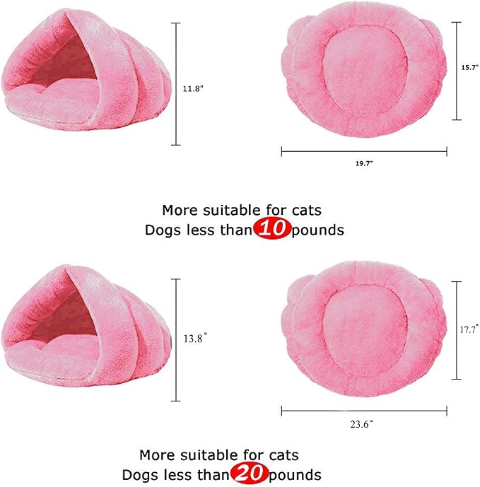 Pet Tent Cave Bed for Small Medium Cats Dogs Pets Sleeping Bag Thick Fleece Warm Slipper Dog Bed Cuddler Burrow House Hole Igloo Nest Cozy Triangle Bed for Cat Puppy