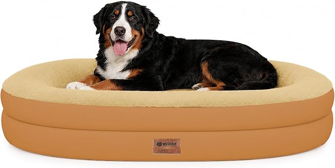 Orthopedic Jumbo Dog Bed for Extra Large Dogs, Giant Waterproof Dog Bed for Large Breed Dogs, Supportive Egg Crate Foam Pet Bed with Removable Washable Cover & Non-Slip Bottom, Orange