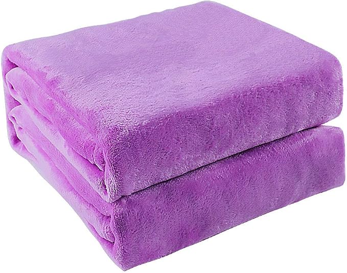 uxcell Flannel Fleece Blanket Twin Size - Soft Lightweight Plush Microfiber Bed Blanket for Sofa or Couch, Machine Washable, Light Purple 60x78 Inch