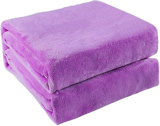 uxcell Flannel Fleece Blanket Twin Size - Soft Lightweight Plush Microfiber Bed Blanket for Sofa or Couch, Machine Washable, Light Purple 60x78 Inch