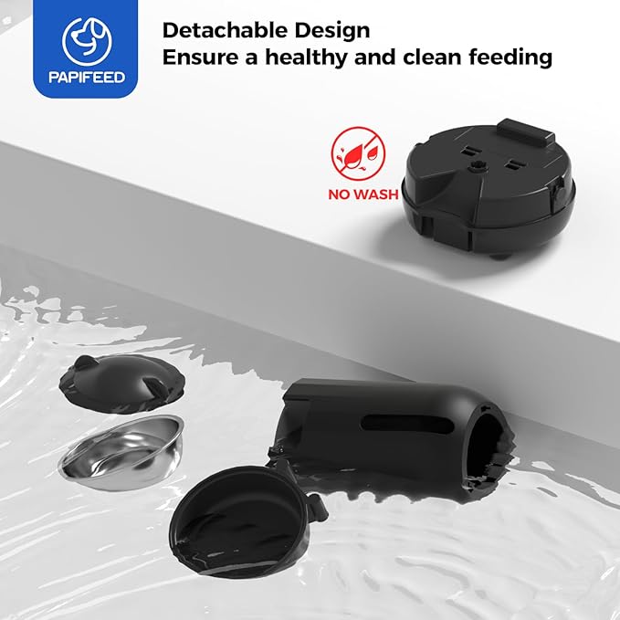 PAPIFEED Automatic Cat Feeder with App, 2.4G WiFi Cat Food Dispenser, 3L Timed Cat Feeders for Dry Food, Slow Feeding Mode, Dual Power Supply Smart Pet Feeder for Cat, Black