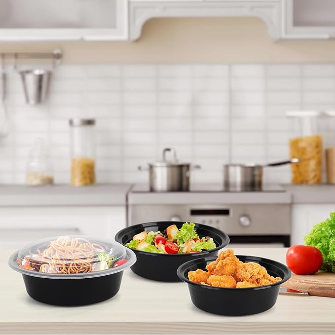 WGCC Meal Prep Containers with Lids - 10Pack 32oz Meal Prep Bowls, Disposable Food Prep Containers, Round To Go Containers with Lids, BPA-Free, Freezer & Dishwasher Safe