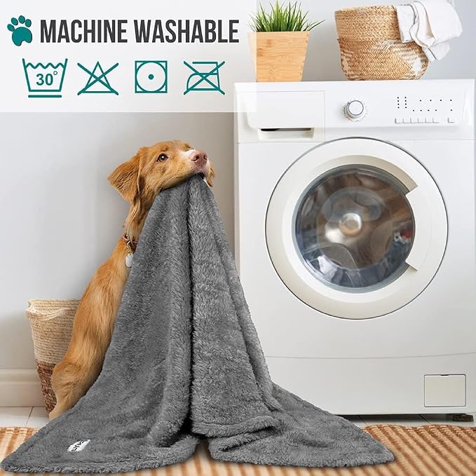 PETAMI Fluffy Fleece CAT and Dog Throw Blanket, Gray, X-Large