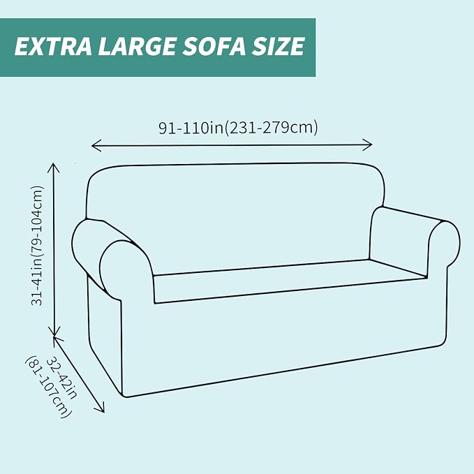 YEMYHOM Couch Cover Latest Jacquard Design High Stretch Extra Large Sofa Covers Pet Dog Cat Proof Oversized Slipcover Non Slip Magic Elastic Furniture Protector (X Large, Light Gray Checkered)