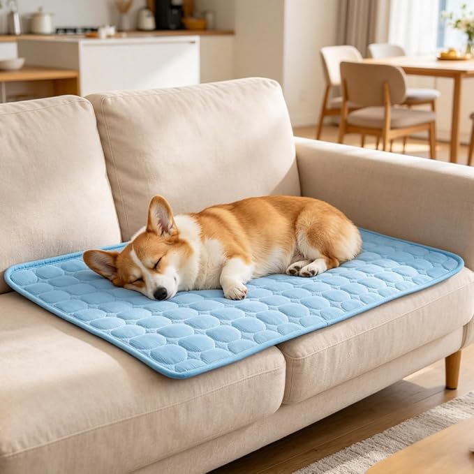 Dog Cooling Mat 2026 Upgraded Arc-Chill Cooling Dog Bed Mat, Washable Pet Cooling Pad (Q-Max>0.4) Cooling Mat for Dogs & Cats Indoor & Outdoor Car Seats (Blue, 28x22 in)
