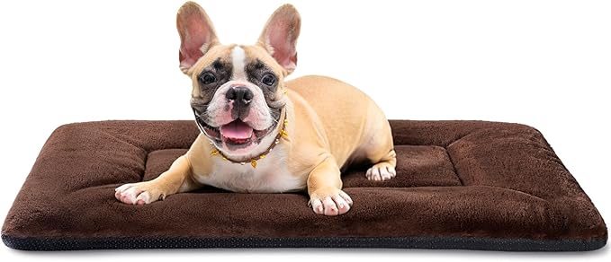 Dog Crate Pad Washable, Plush Anti-Slip Crate Mat for Medium Dogs, Cushioned Kennel Pad for Metal Dog Kennels, 30 x 20 Inch, Brown