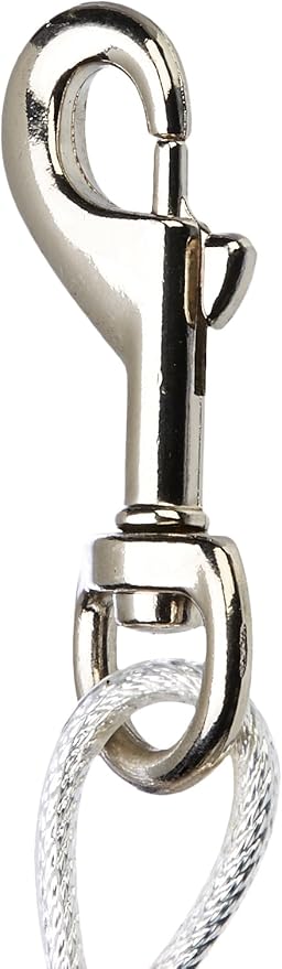 Amazon Basics Rust-Free Steel Wire Tie-Out Cable for Large Dogs up to 90 lbs, Dog Leash Run Tether, 25 feet, White