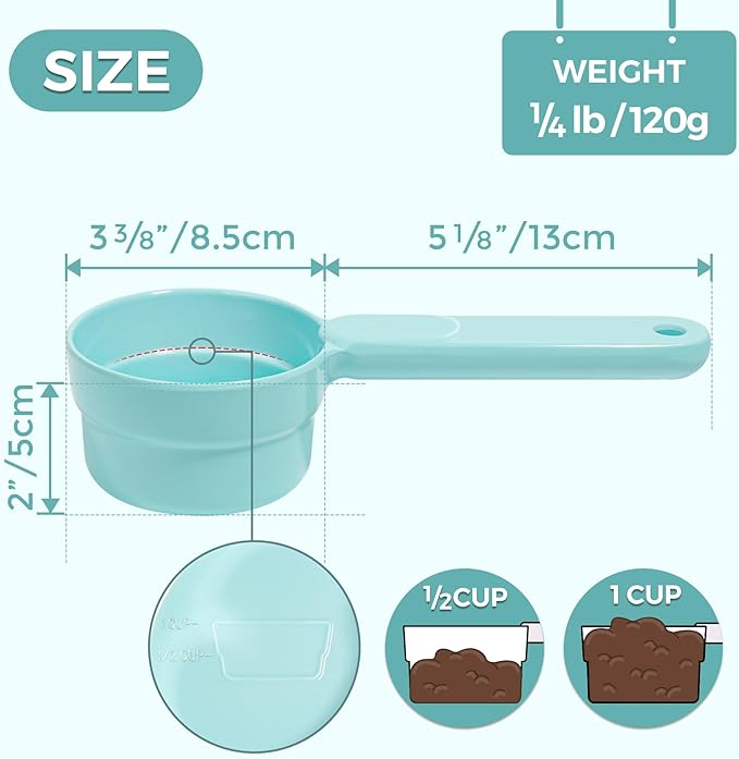 ComSaf MSBC Melamine Pet Food Scoop, Cat Food Measuring Cups, Comfortable Long Handle Scoop for Dog, Cat, Ferret and Rabbit Food, 1 Cup Size Pet Food Feeding Scoop (Blue)