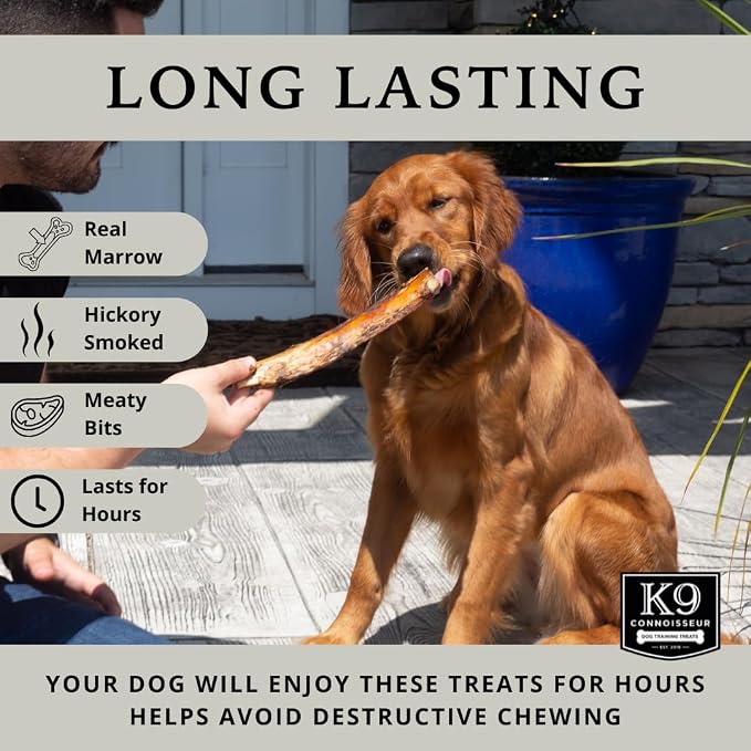 K9 Connoisseur Beef Marrow Rib Dog Bones Long Lasting 8 to 10 Inch Long - USA Made Single Ingredient for Medium Dogs Upto 50 Pounds - 8 Pack