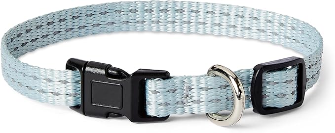 Amazon Basics Reflective & Adjustable Dog Collar, Featuring a Metal D-Ring and Quick-Release Buckle,Size XS, Blue