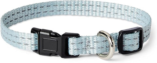 Amazon Basics Reflective & Adjustable Dog Collar, Featuring a Metal D-Ring and Quick-Release Buckle,Size XS, Blue