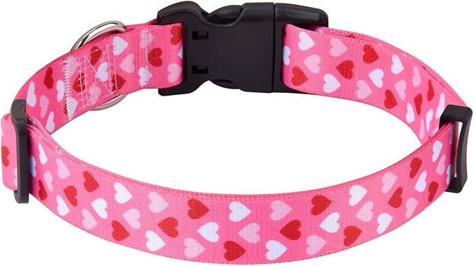 Mihqy Dog Collar - Adjustable Heart Dog Collar - Love Theme - Perfect for Small Medium Large Dogs(Pink Heart,XS)