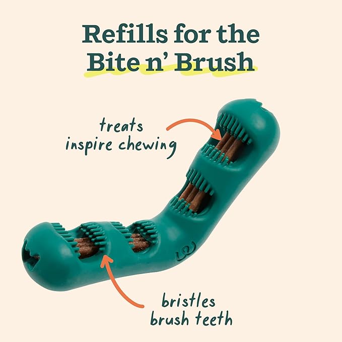 WOOF - Bite n' Brush Refills Treats for the Dog Toothbrush Toy - Scrub Plaque and Tartar from Your Dog's Teeth and Mouth - Dog Dental Sticks - 36 Refills - Chicken - 2 Pack