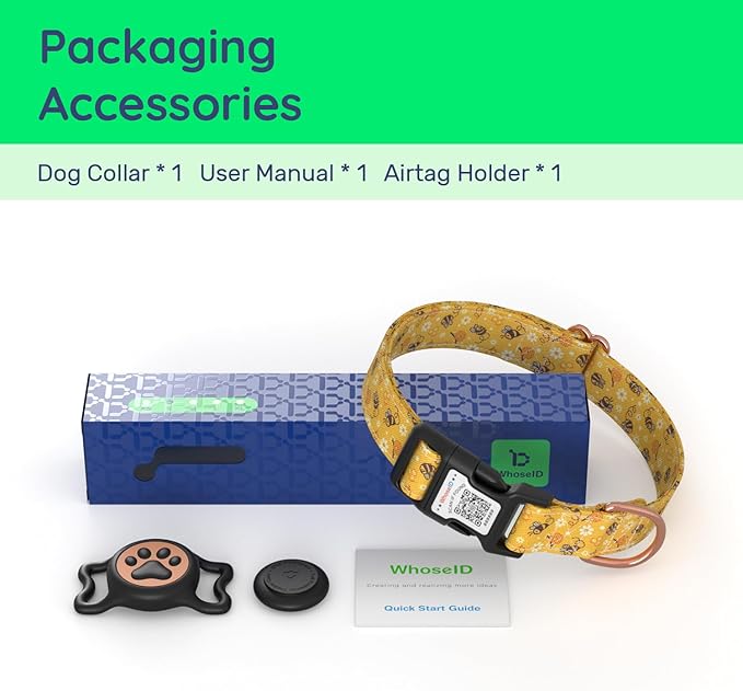 Airtag Dog Collar,with Waterproof airtag Holder，Original Stylish Cute Pattern Design.QR Code ID Buckle，Comfortable Soft Cotton for Small Medium Large Dogs