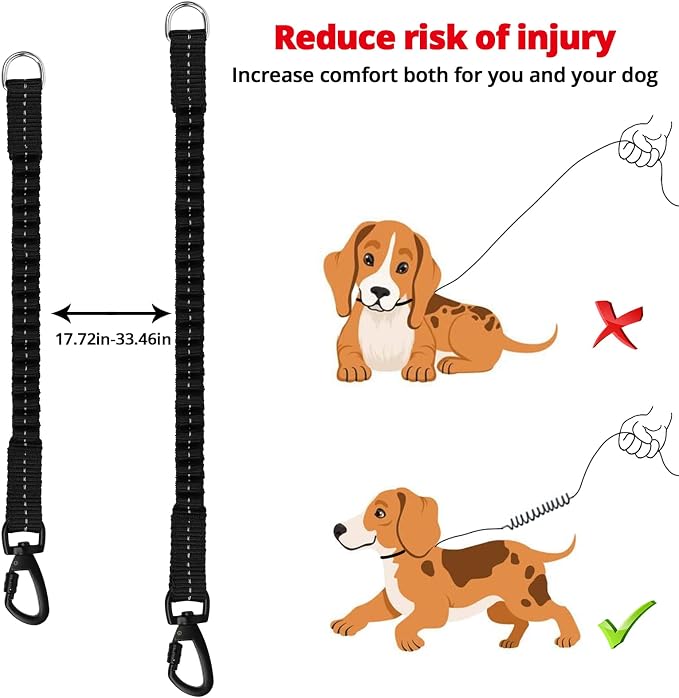 Long Dog Leash 10 FT: Heavy Duty Rope Leashes for Dogs Training with Swivel Lockable Hook Reflective Threads Bungee and Padded Handle - Dog Lead for Large Small Medium Dogs Outside Walking Hiking Red