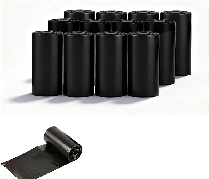 Black Dog Waste Bags Rolls, Extra Thick and Leak-Proof Poop Bags for Dogs&Cats,12 Rolls (180 Count)