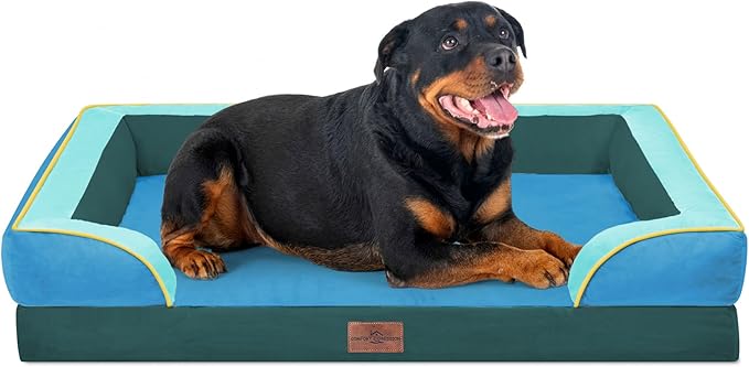 Comfort Expression Orthopedic Dog Bed for Extra Large Dogs 45x35 Inch, Waterproof Egg Crate Foam XL Pet Bed with Bolsters, Dog Couch with Washable Cover & Non-Slip Bottom, Dallas