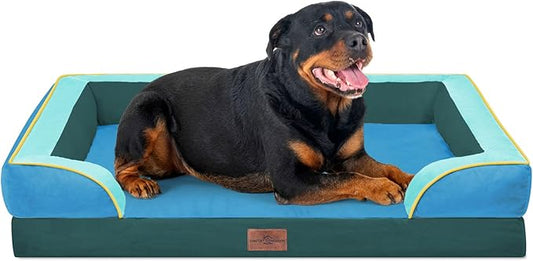 Comfort Expression Orthopedic Dog Bed for Extra Large Dogs 45x35 Inch, Waterproof Egg Crate Foam XL Pet Bed with Bolsters, Dog Couch with Washable Cover & Non-Slip Bottom, Dallas