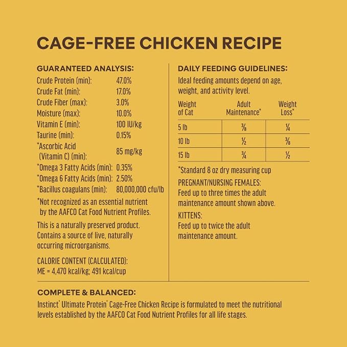 Instinct Ultimate Protein, Natural Dry Cat Food, Grain Free Recipe - Cage Free Chicken, 4 lb. Bag