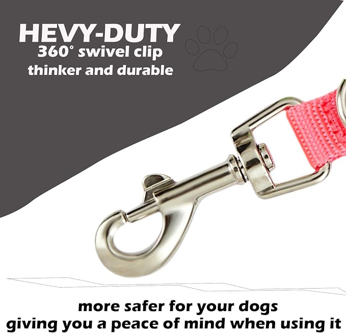 Purple & Hot Pink Dog Training Leash with Traffic Handle & Grab Handle Tabs