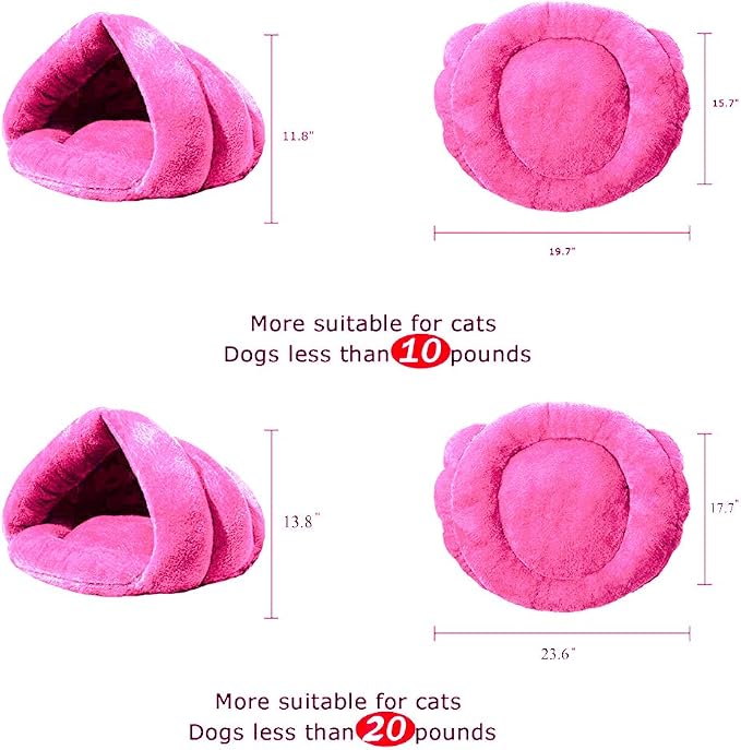 Pet Tent Cave Bed for Small Medium Cats Dogs Pets Sleeping Bag Thick Fleece Warm Slipper Dog Bed Cuddler Burrow House Hole Igloo Nest Cozy Triangle Bed for Cat Puppy