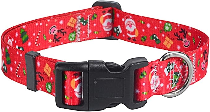 Mihqy Christmas Dog Collar - Premium Adjustable Dog Collar for Small Medium Large Dogs (Christmas,L)