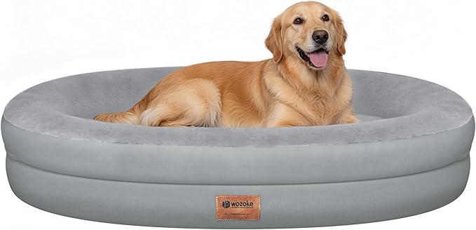 Orthopedic Dog Bed for Large Dogs, Waterproof Dog Bed for Large Size Dogs with Bolsters, Egg Crate Foam Sofa Bed with Washable Removable Cover & Non-Slip Bottom, Silver