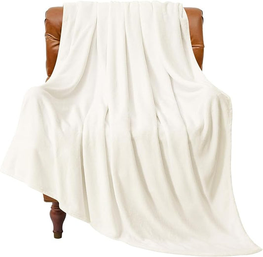 BEDELITE Fleece Blanket Cream Throw Blanket for Couch & Bed, Luxury Plush Cozy Fuzzy Blanket 50" x 70", Super Soft Warm Lightweight Fall Throw Blanket for Travel Camping