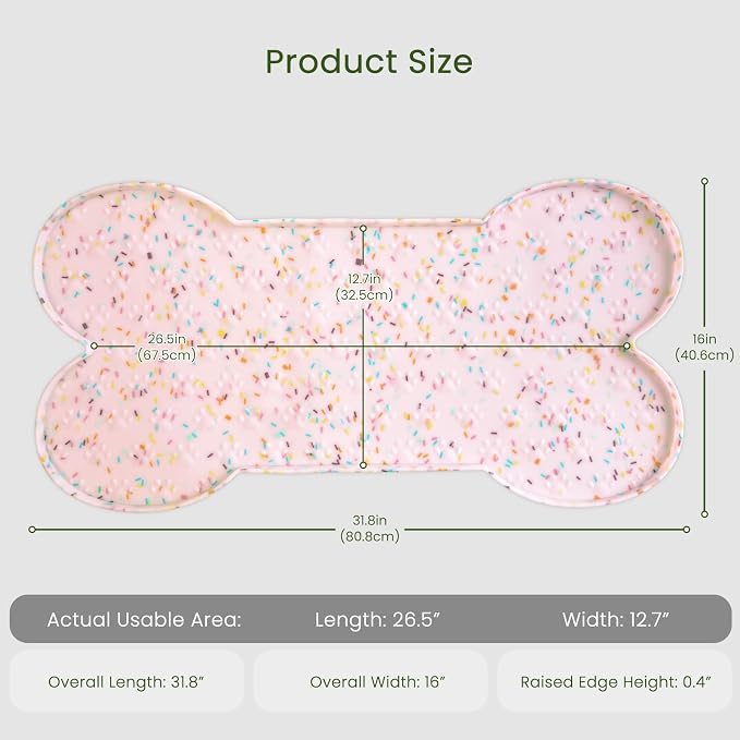 PWTAA Dog Food Mat Anti-Slip Silicone Dog Bowl Mat Thicker Pet Placemat Waterproof Cat Feeder Pad with Raised Edge Puppy Kitten Feeding Mats Suitable Small Medium-Sized Dogs Cats Eating Tray