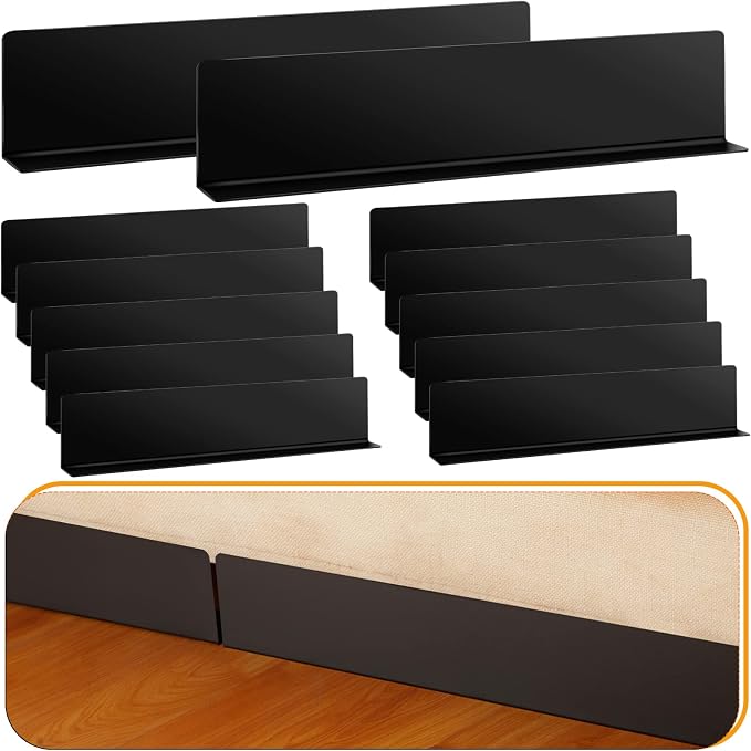 Treela 12 Pcs Under Couch Blocker Black Couch Blocker for Pets Bumper for Under Furniture Baffle Board with Adjustable Guard to Stop Going Below Sofa Easy Install (4.7 Inch)