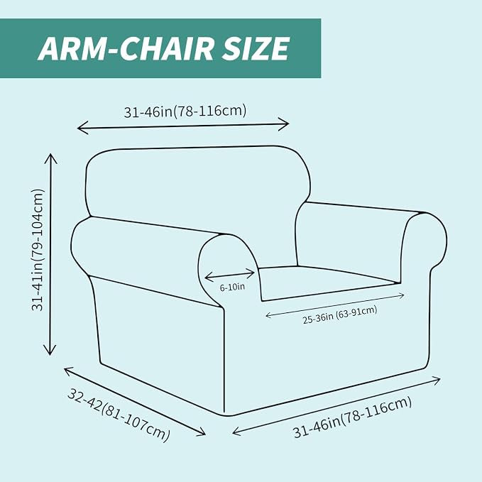 YEMYHOM Couch Cover Latest Jacquard Design High Stretch Sofa Chair Covers for Living Room, Pet Dog Cat Proof Armchair Slipcover Non Slip Magic Elastic Furniture Protector (Small, Ivory)