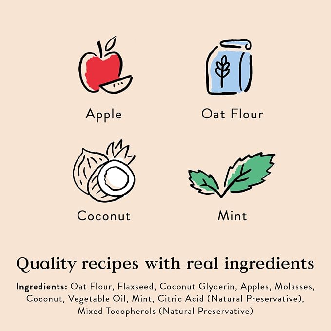 Bocce's Bakery Dailies Brushy Bites Dog Treats for Wellness Support, Wheat-Free Dog Treats, Made with Real Ingredients, Baked in The USA, Natural Soft & Chewy, Apple & Mint Recipe, 6 oz