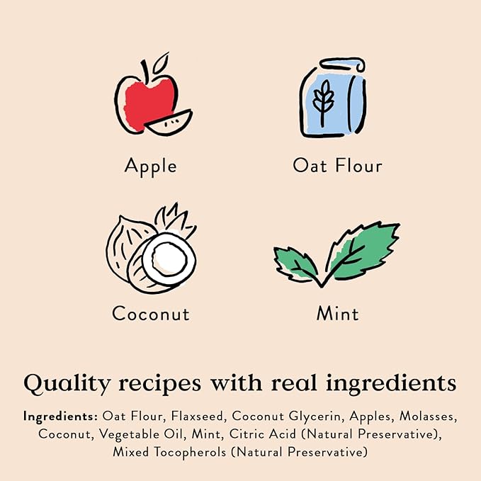 Bocce's Bakery Dailies Brushy Bites Dog Treats for Wellness Support,Wheat-Free Dog Treats,Made with Real Ingredients,Baked in The USA,All-Natural Soft & Chewy,Apple & Mint Recipe,6 oz,(Pack of 2)