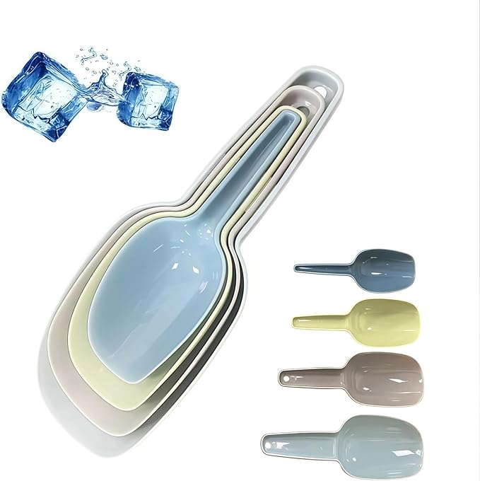 Plastic Scoops for Canisters Pack of 4, Colorful Ice Scoop for Freezer Kitchen Flour Dry Foods Candy Popcorn Coffee Beans Pet Food Scoops