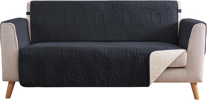 Blue Loveseat Covers for 2 Cushion Couch, Water-Repellent Slip Covers for Sofa, Machine Washable Love Seat Quilted Couch Covers, Pet Friendly Loveseat Slipcovers (Loveseat 56", Blue Gray)